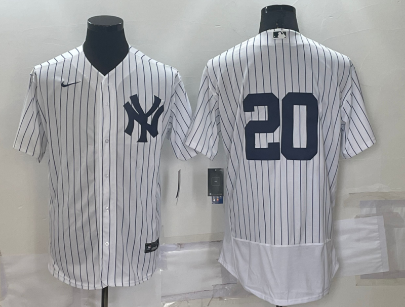 Men's New York Yankees Jorge Posada #20 White Name Jersey